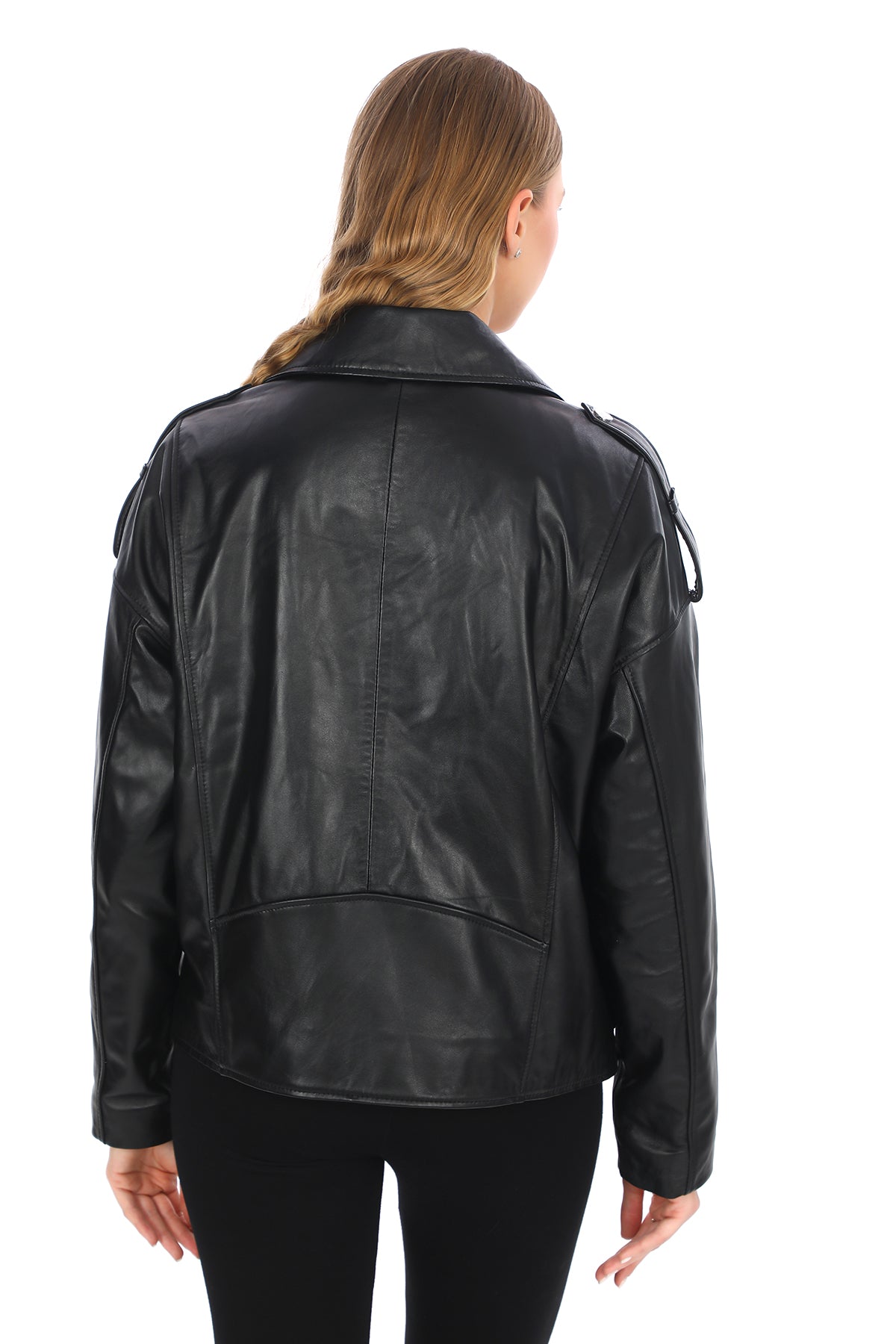 Kadın Biker Deri Ceket