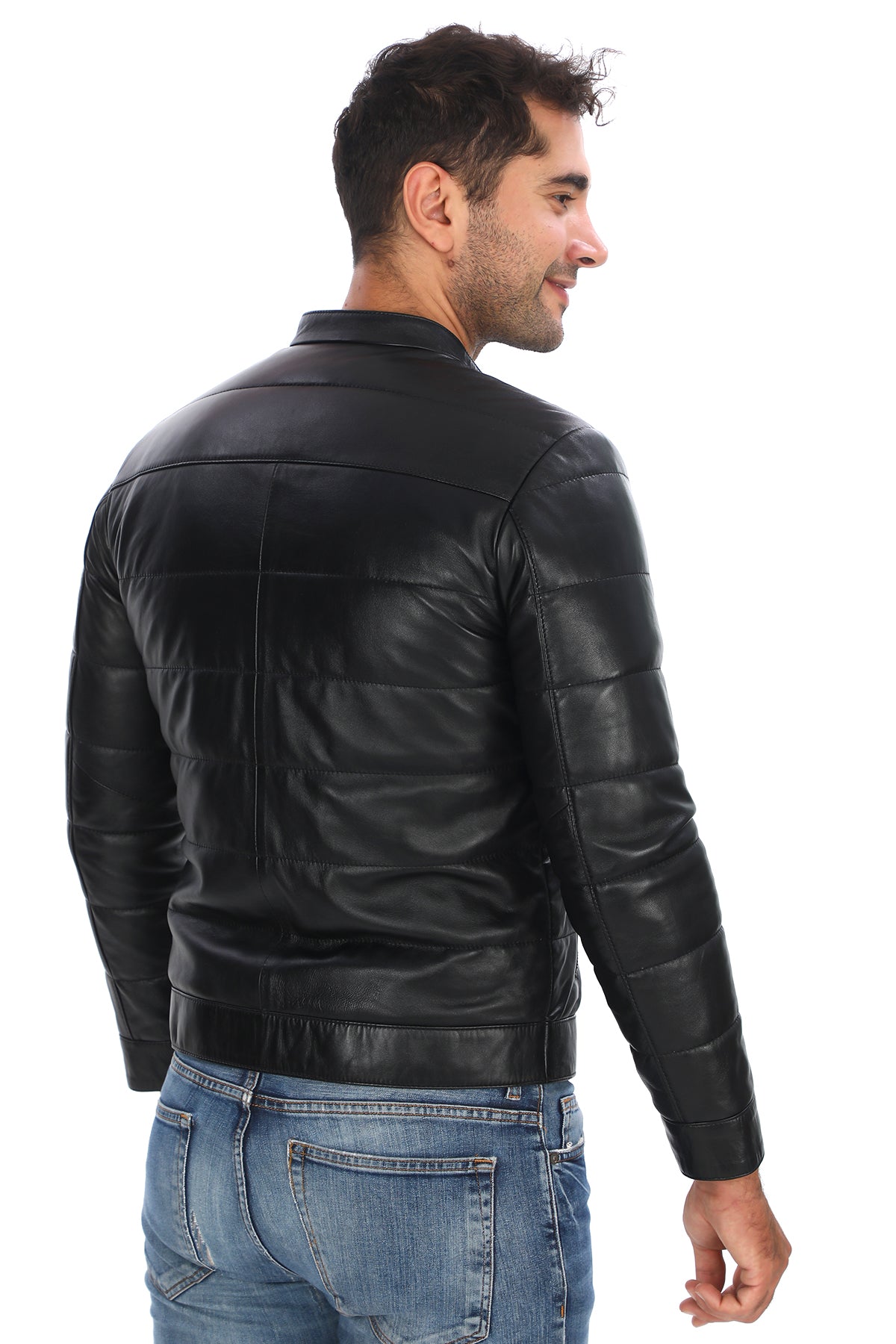 Dolgulu Hakim Yaka Deri Ceket