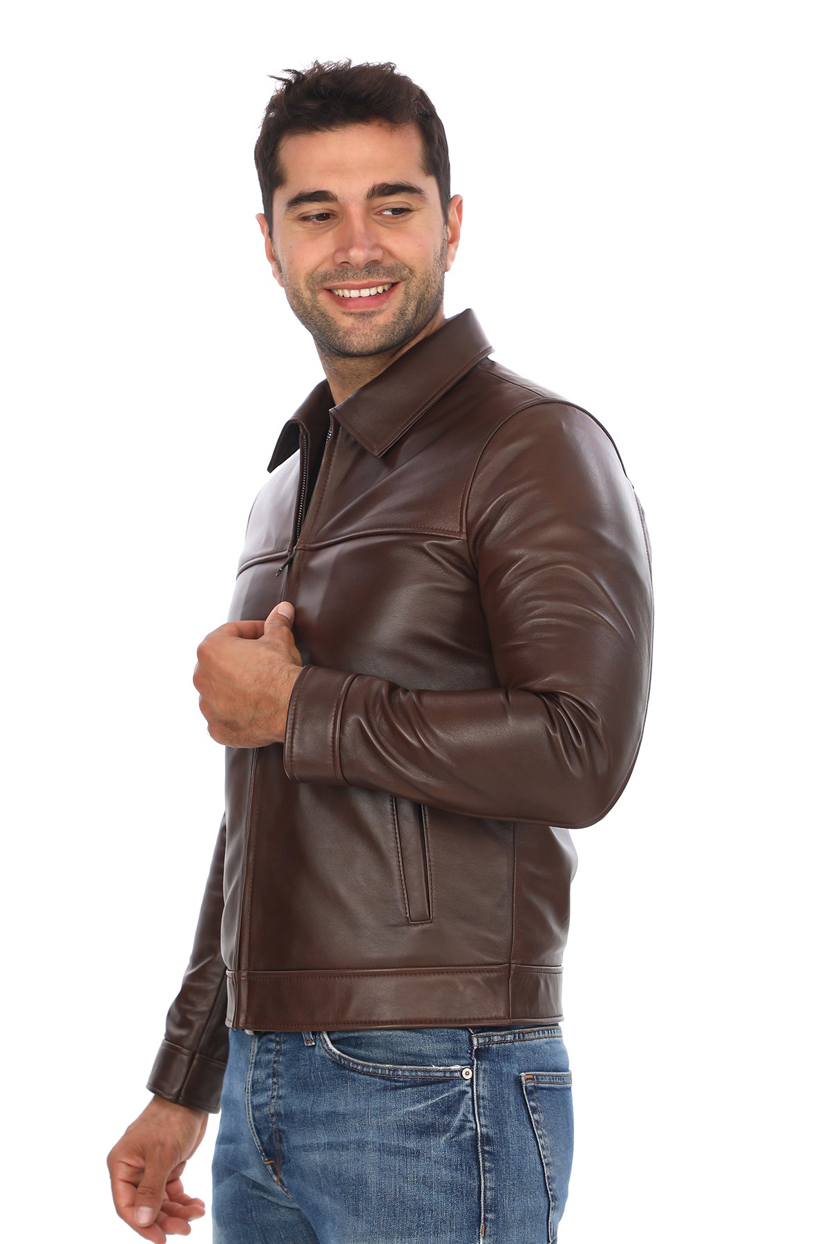 Gömlek Yaka Deri Ceket