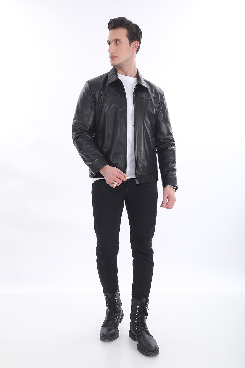 Gömlek Yaka Deri Ceket