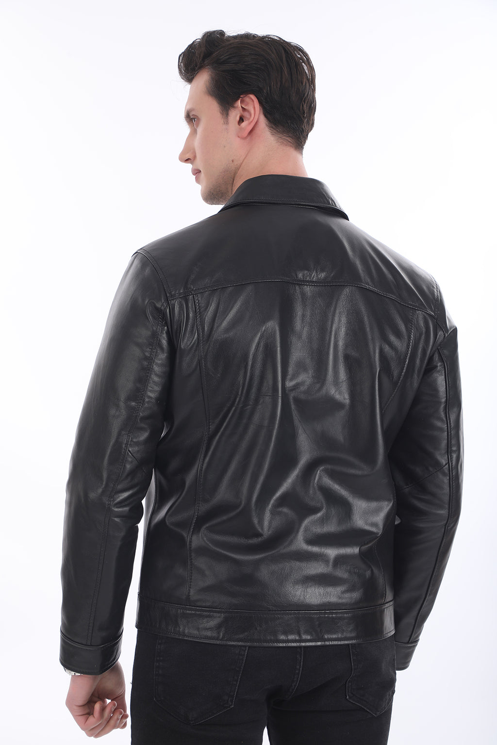 Gömlek Yaka Deri Ceket