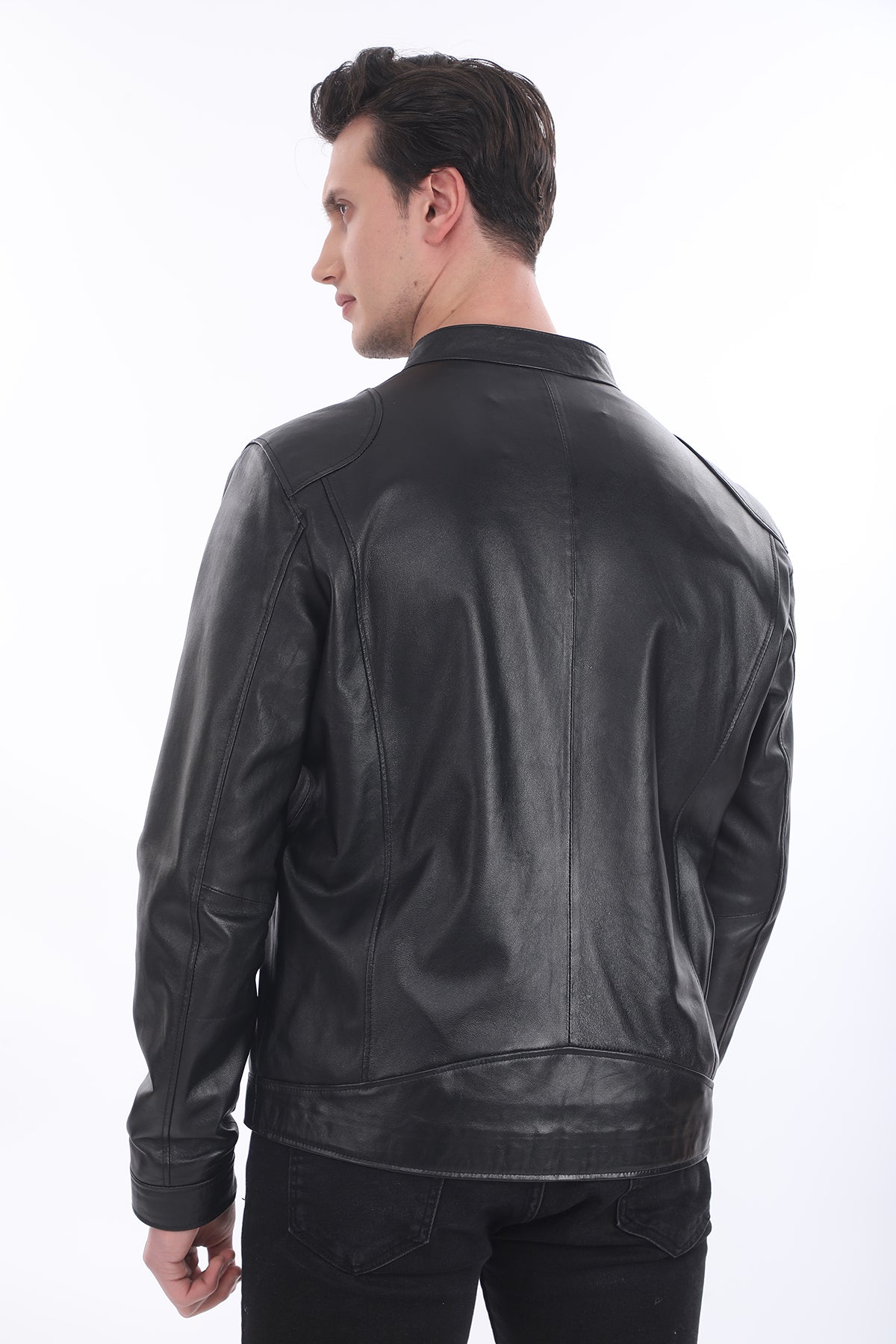 Spor Fermuar Detaylı Deri Ceket