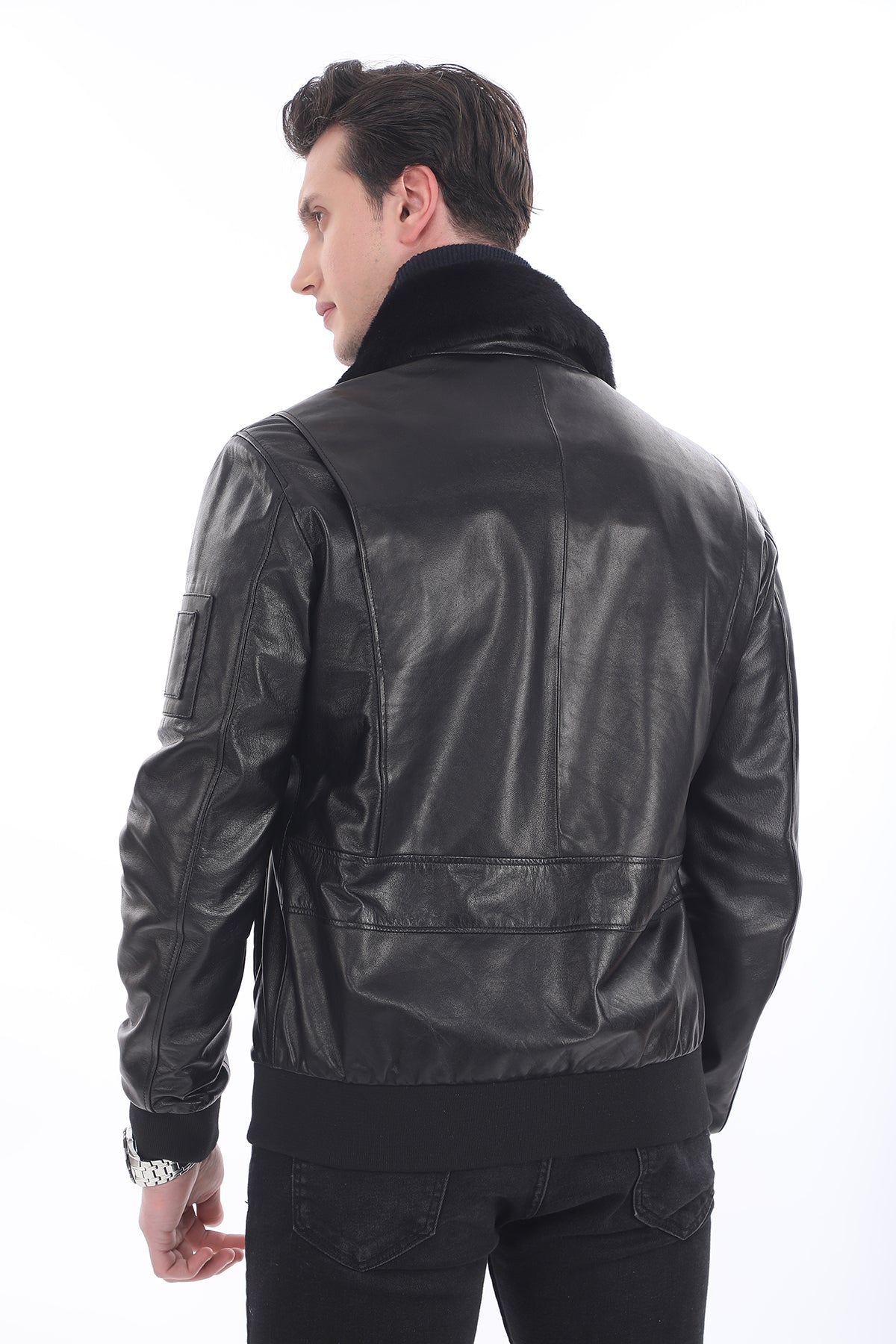 Kürklü Yaka Deri Ceket