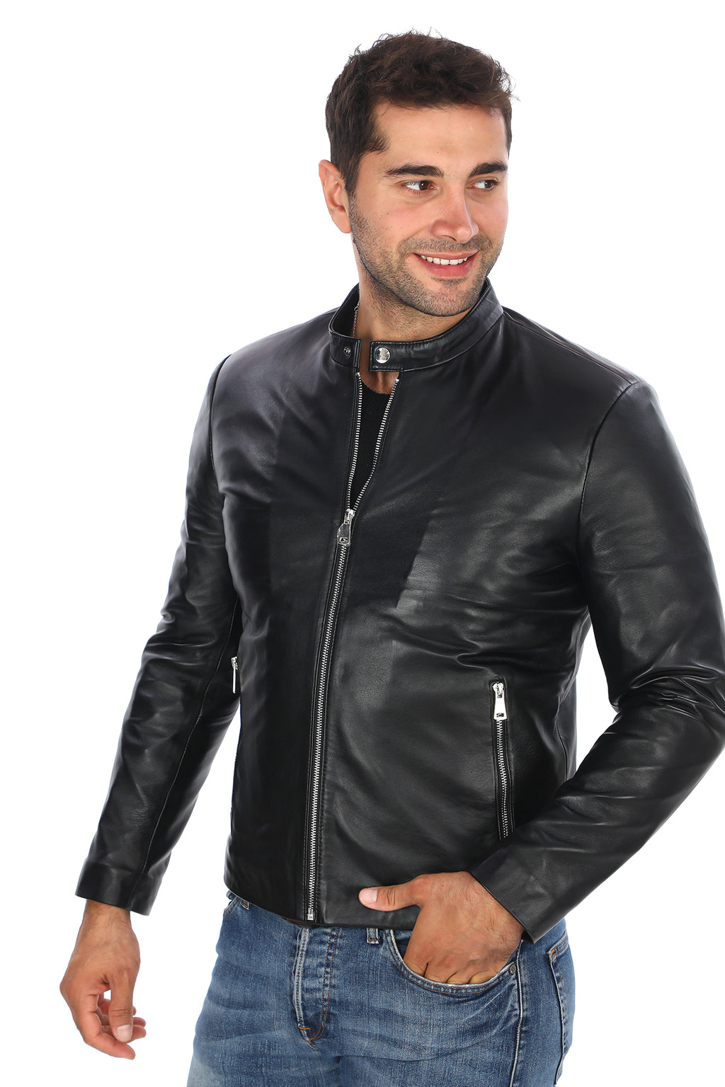 Klasik Sade Deri Ceket