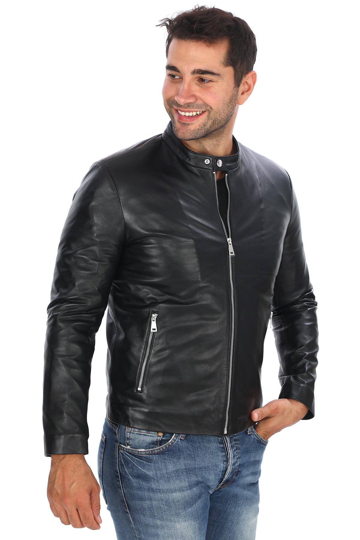 Klasik Sade Deri Ceket