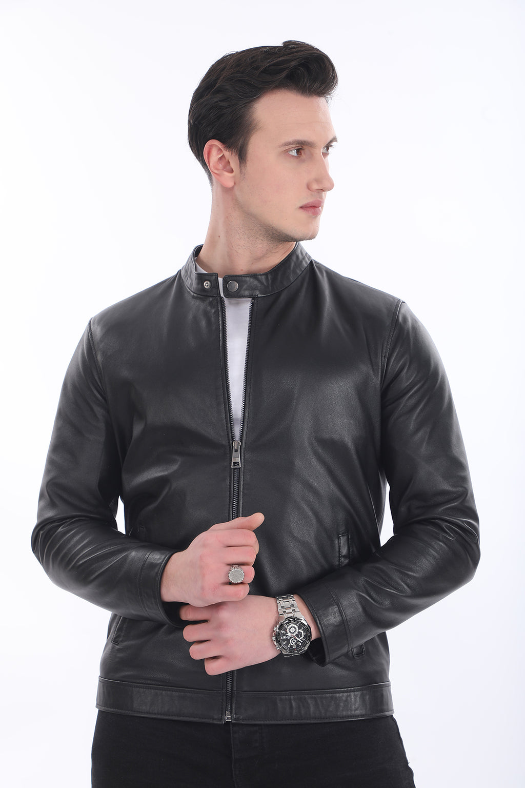 Sade Klasik Deri Ceket